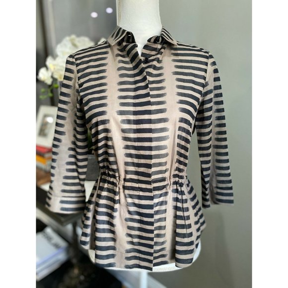 Akris Tops - Akris Punto Drawstring Waist Button Down Shirt 8
